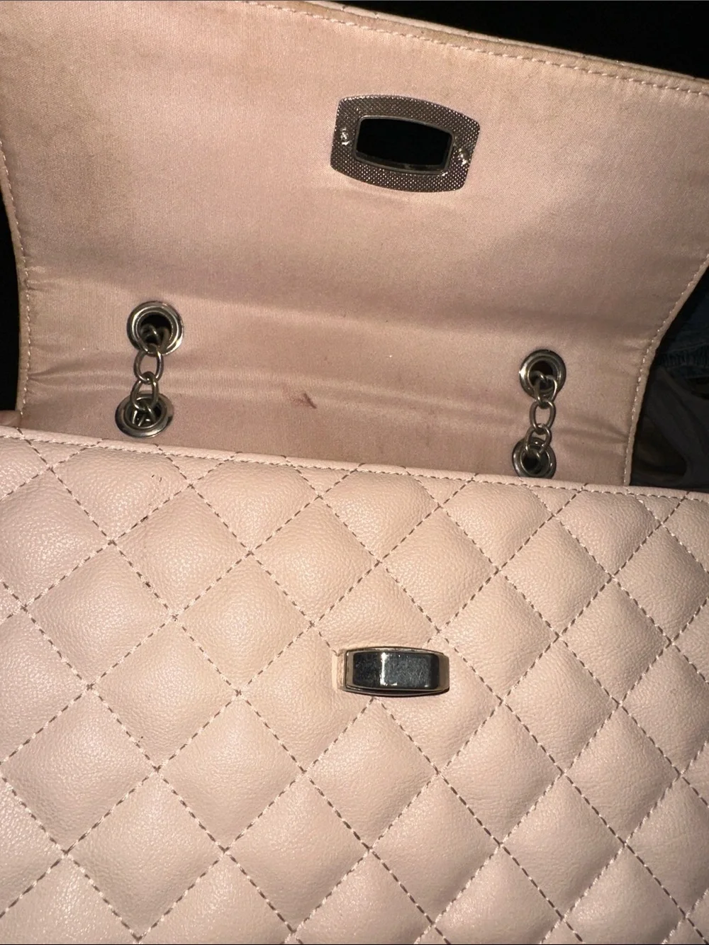 Express Quilted Pale Pink Chain-Handle Shoulder Bag
